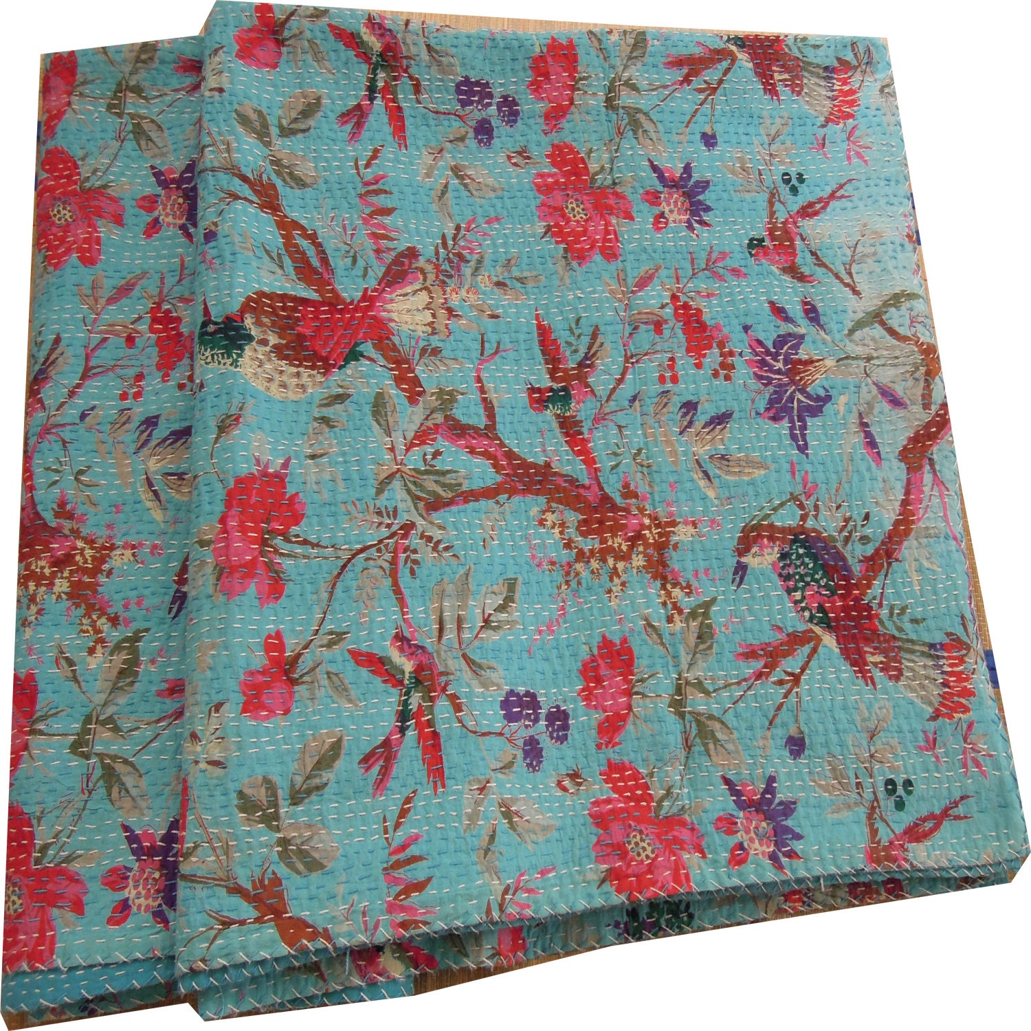 Sari Indian Quilt -Kantha Quilt Quilted Bedspreads,Throws,Ralli,Gudari Handmade Tapestery REVERSIBLE Bedding