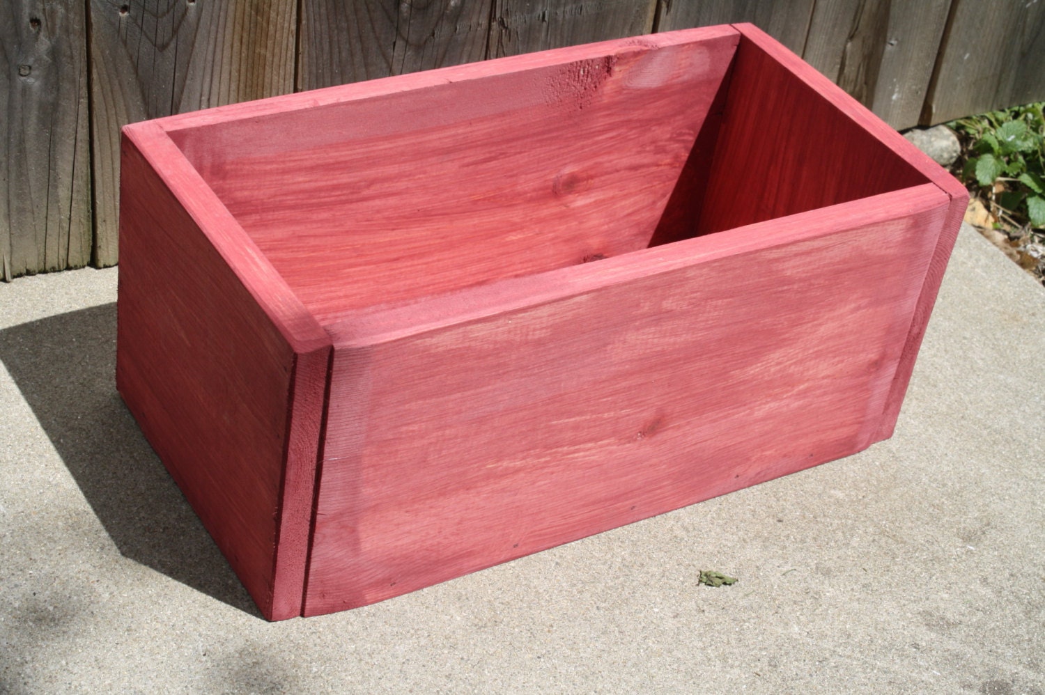 Colorful Outdoor Garden Porch PLANTER BOX Primitive Wooden Red Washy Wash 9wx19lx7d Custom Colors Sizes Available