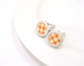 Koi orange gingham cufflinks, Fall fashion for men, Thanksgiving wedding Fall wedding Harvest wedding Farm wedding (CM)