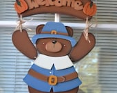 Thanksgiving Outfit for Welcome Bear, Handmade, Home Decor, Door Hanger, Seasonal, Holiday