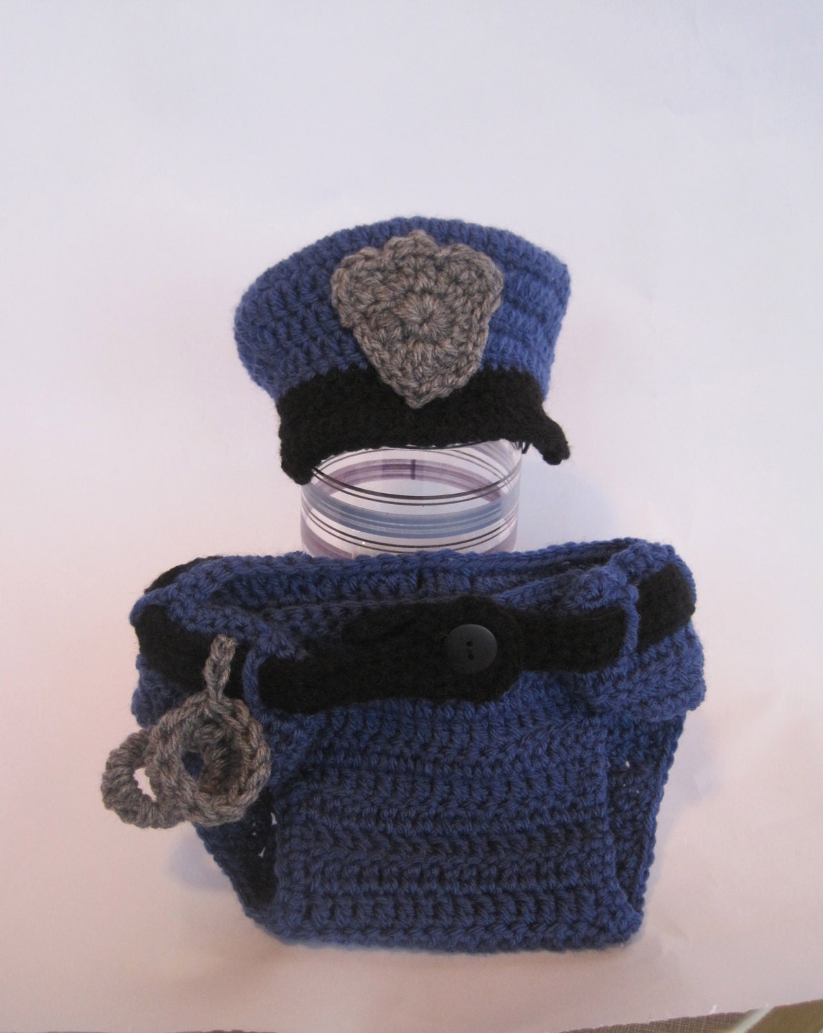 Police Officer Hat and Diaper Cover-Photo Prop