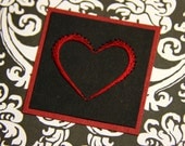 Black and White card with red embroidered heart Goth (your choice)