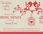 Vintage Red and Tan Love Birds Bridal Shower Invitation - Printable Il_170x135
