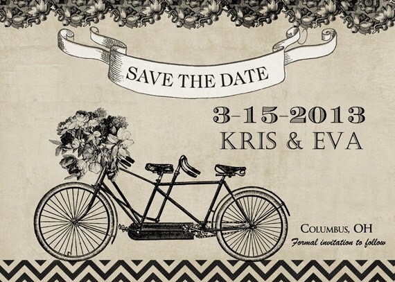 Bicycle for Two Wedding Save the Date - Printable Il_570xn