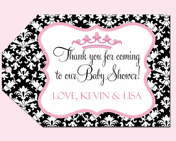 Black & Pink Damask Princess Baby Shower Favor Tags- Printable Il_570xn