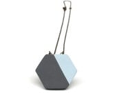 hexagon necklace / grey and blue geometric pendant / minimal jewelry