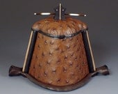 Leather art box in genuine ostrich hide.