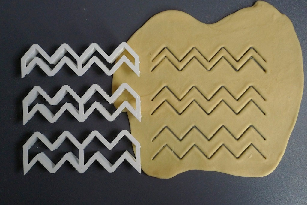 Set of 3 zig zag fondant cutters, 3D printed