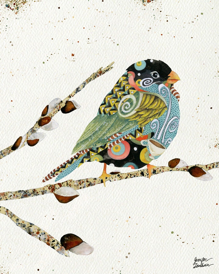 8x10 Art Print. Cafe Swirly Bird - TheOpulentNest
