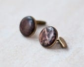 Vintage Cuff Links - Brown Purple Retro Unisex Cuff Links - OldTimeStories