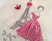 Paris 1950's French Fashion Retro Chic Eiffel Tower Tote Bag Red