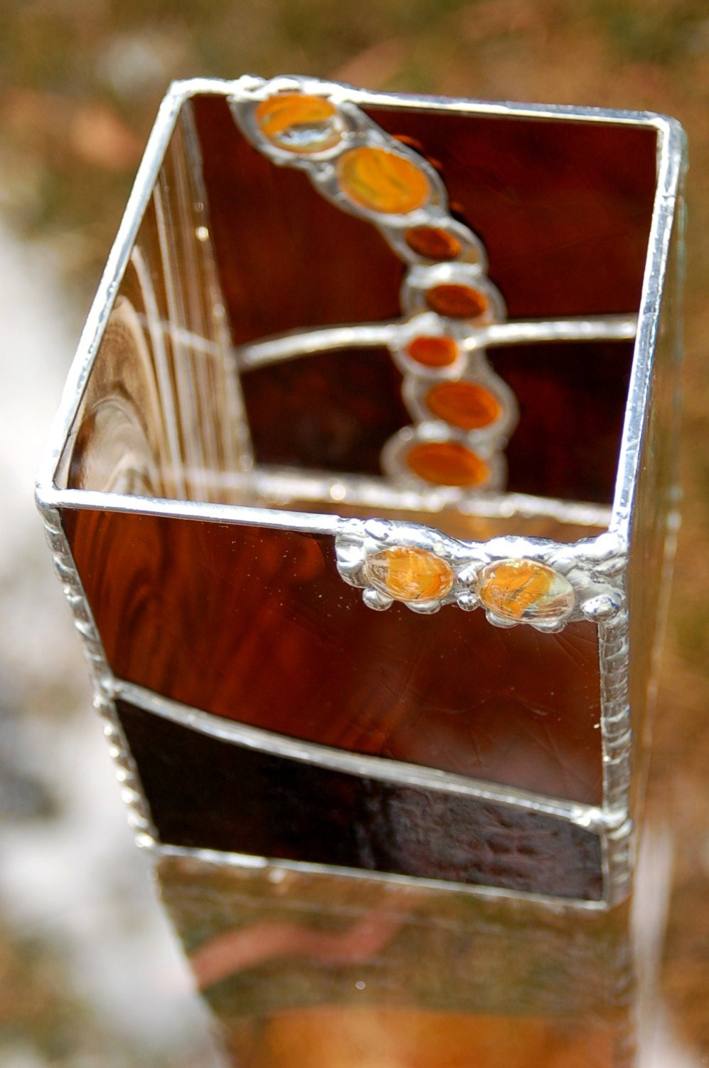 Stained Glass Candle Holder 'Phoenix Rising'