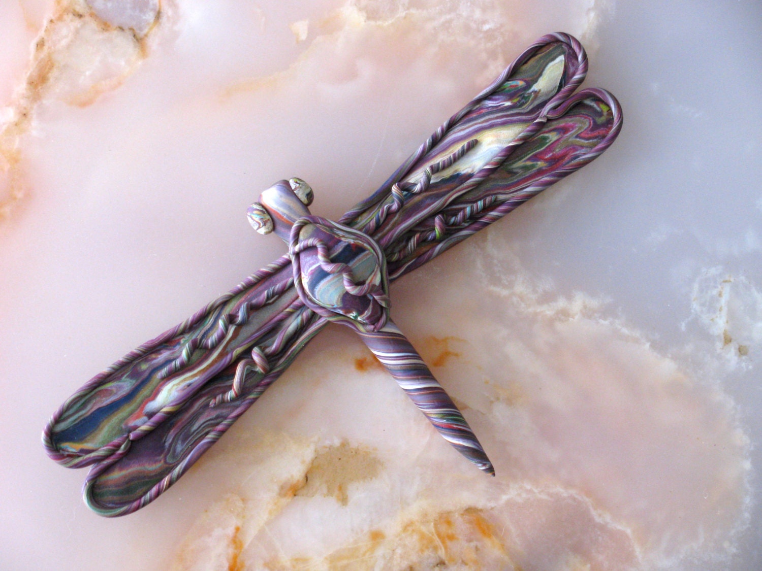Wall Hanging Dragonfly beautifully blended polymer clay