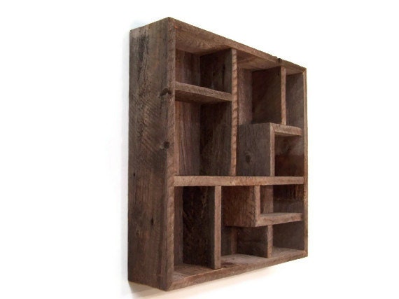 Handmade Wood Wall Art Display Shelves Shadowbox From Reclaimed Barn Wood