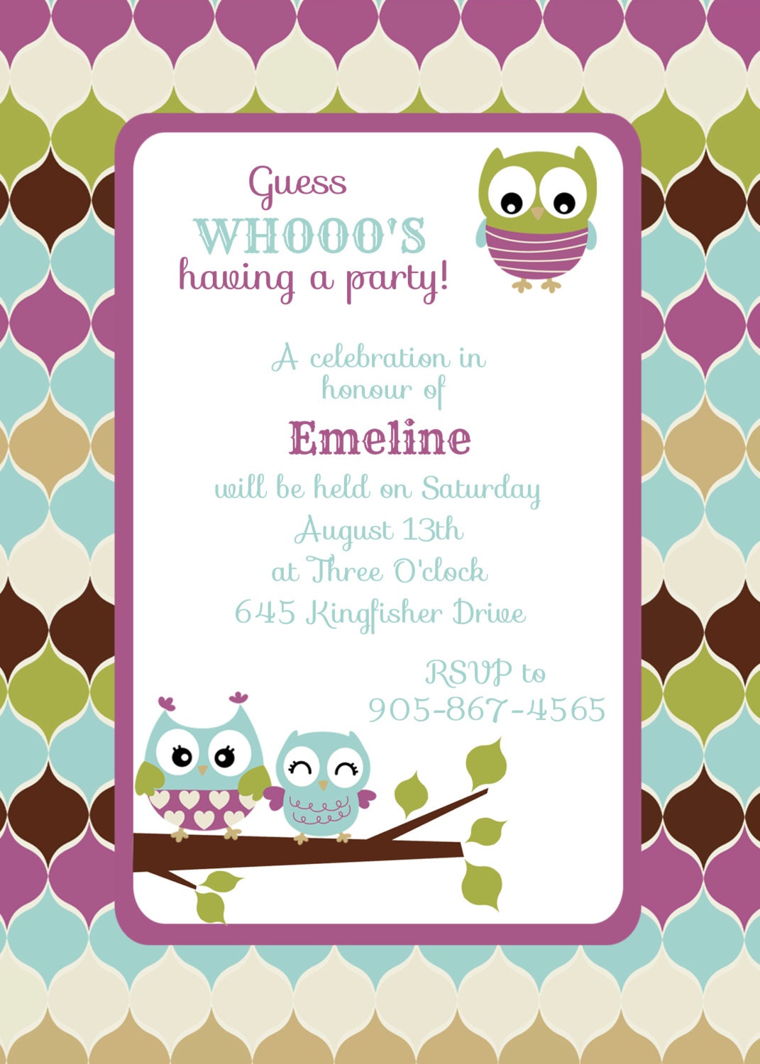 PRINTABLE Owl Custom Party Invitation Il_170x135
