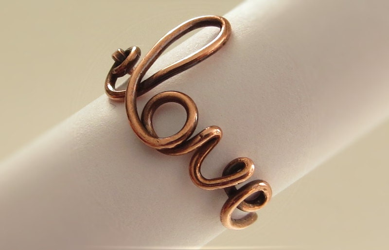 Love Ring, Copper Wire Ring, Girlfriend Ring, Handmade Wire Jewelry