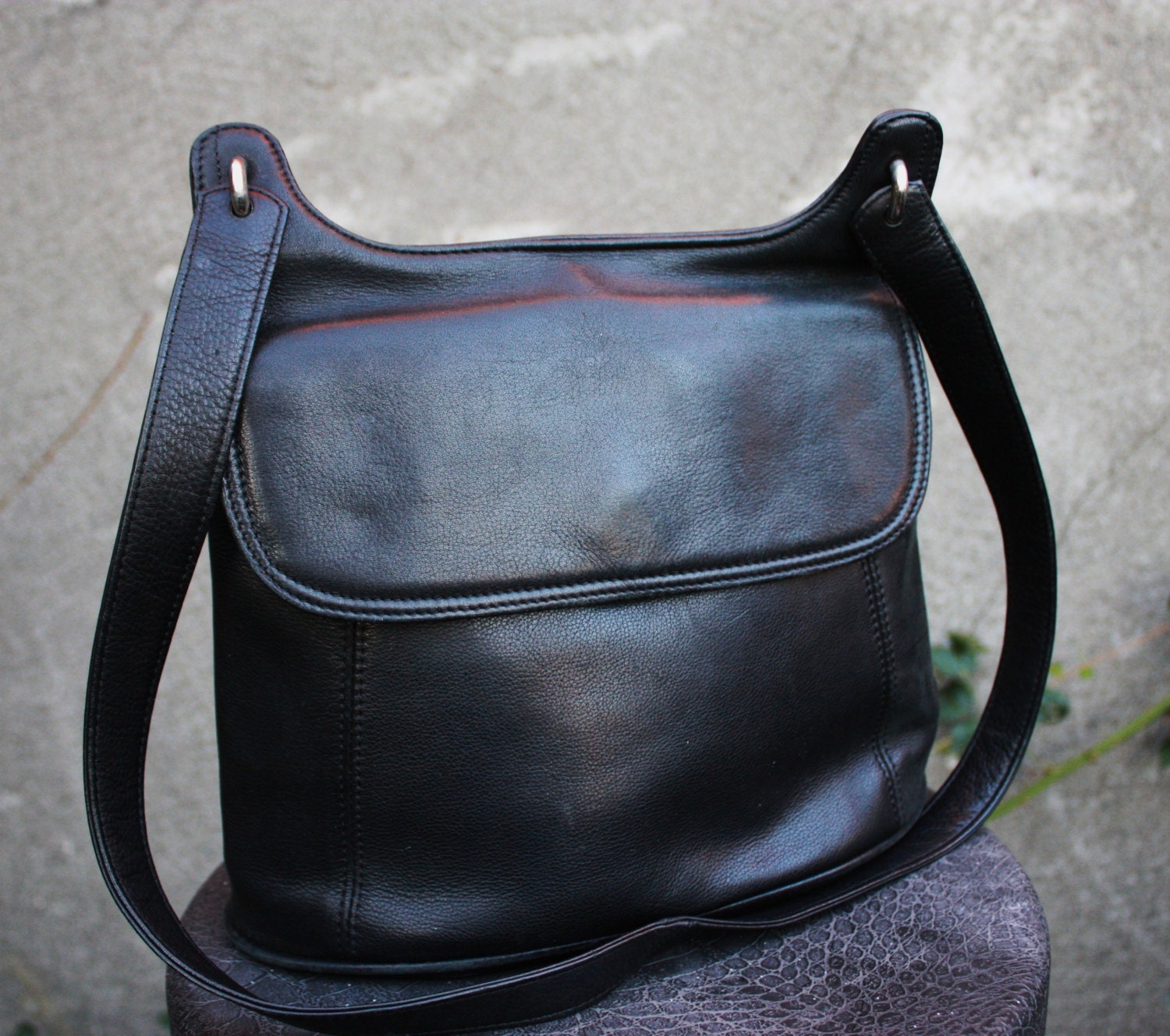 Vintage Rolfs Black Leather,Shoulder bag