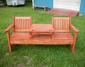 Outdoor Bench/Table,Deck Furniture,Twin Seat Bench with Center Table,Patio Furniture
