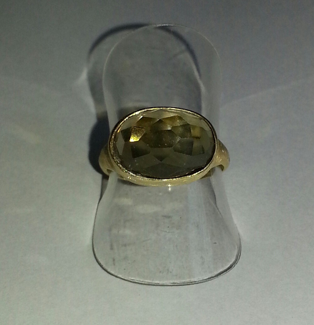 18kr Gold platted ring with smoky quartz stone