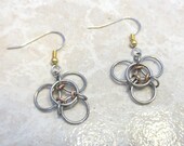 Chainmail Helmchain Trinity Knot Earrings. Celtic Style Knot. Stainless Steel and Bronze.