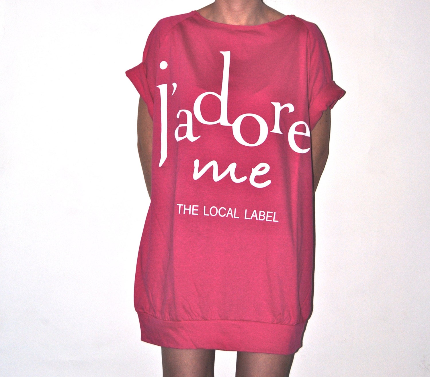 j'adore minidress tshirt oversize made in italy 100% COTTON sericraft printed Women T shirt Spring Fashion Alternative Apparel