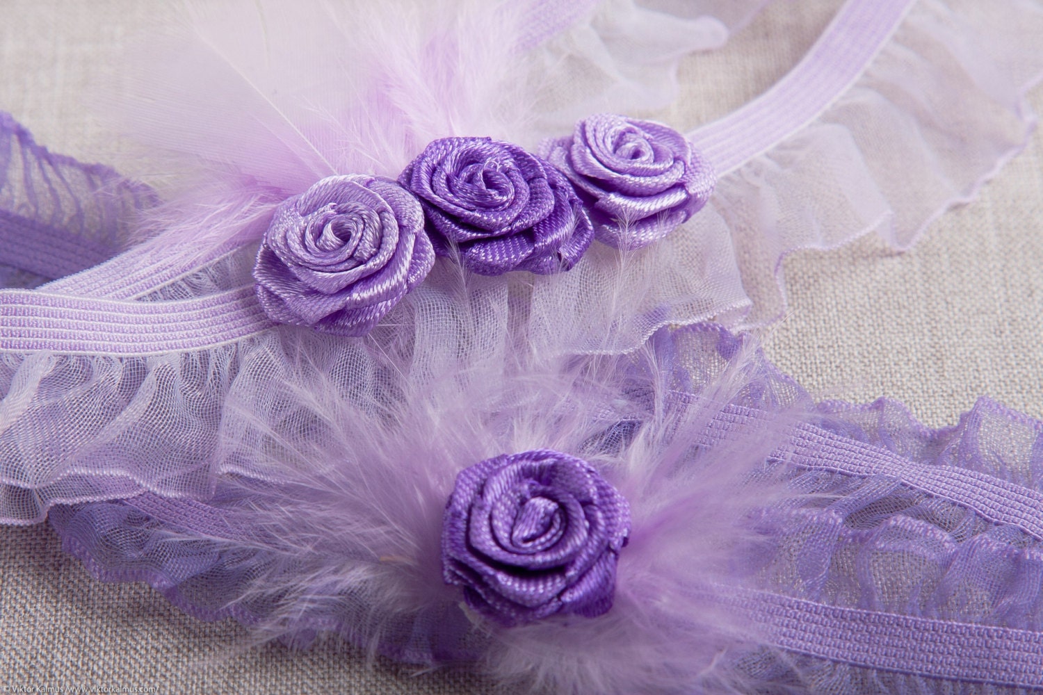 Romantic purple wedding garters, set of 2 violet bridal garters,  bridal accessories