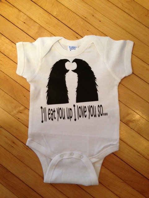 Cute Where the Wild Things Are Gruffalo I'll Eat You Up I Love You So Onesie Bodysuit Shirt- Pick Your Color. Pick Your Size.