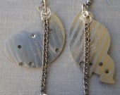 Steampunk Pocket Watch Metal Plate and Chain Earrings --FREE SHIPPING