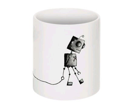 Robot Coffee Mug - Broken Heart Bot by Lolobot Designs