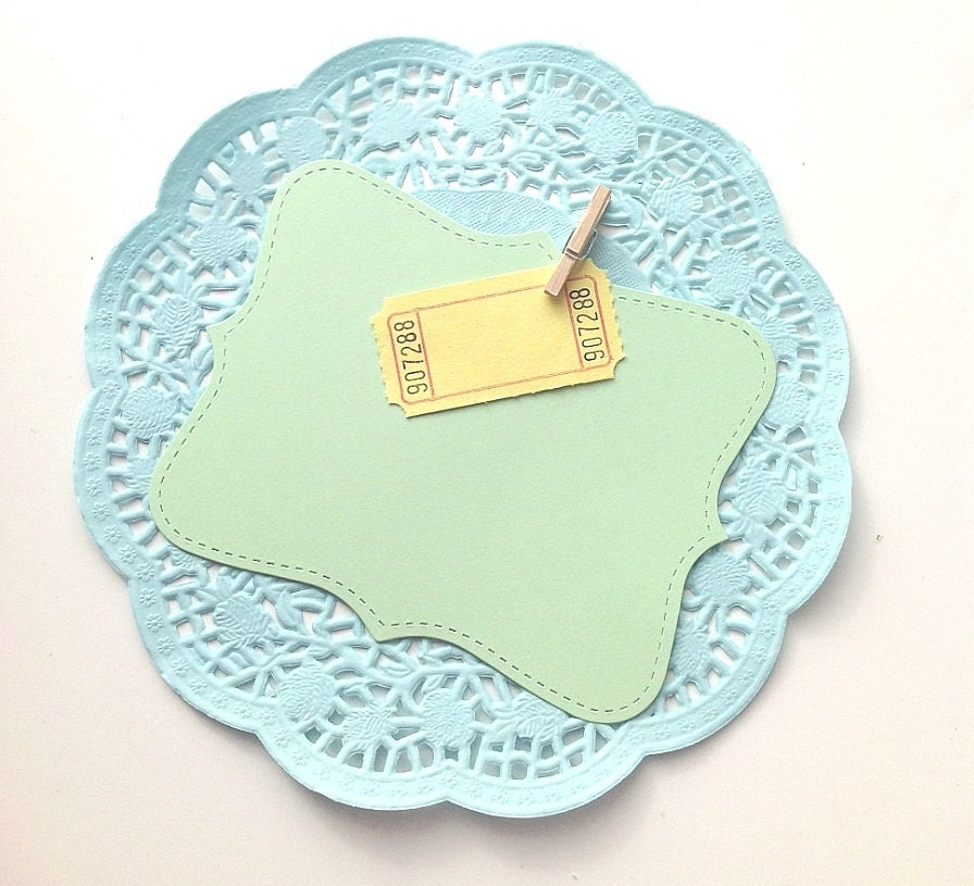6 MINT GREEN  large  label die cuts ideal for tags or scrapbooking projects,