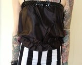 Satin and sequin vtg handmade tank crop top - Small