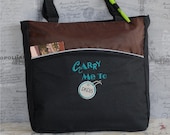 Graduation Gift - Carry Me To Paris - FREE Shipping - Tote Bag Purse w/ Shoulder Strap - Black Brown