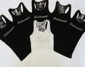 6 Bridesmaid Tank Top. Bride Lace Tank Top.Bachelorette Party. Maid of Honor. Matron of Honor. Wedding Bridal Party.