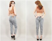 vintage 80s ACID WASH grey black high waist SKINNY fit jordache tight zipper ankles jeans denim
