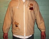 Vintage 80s 90s kitty cat jacket / novelty kitty cat fishing coat / kitsch kitschy / hipster coat jacket womens mens unisex L XL..