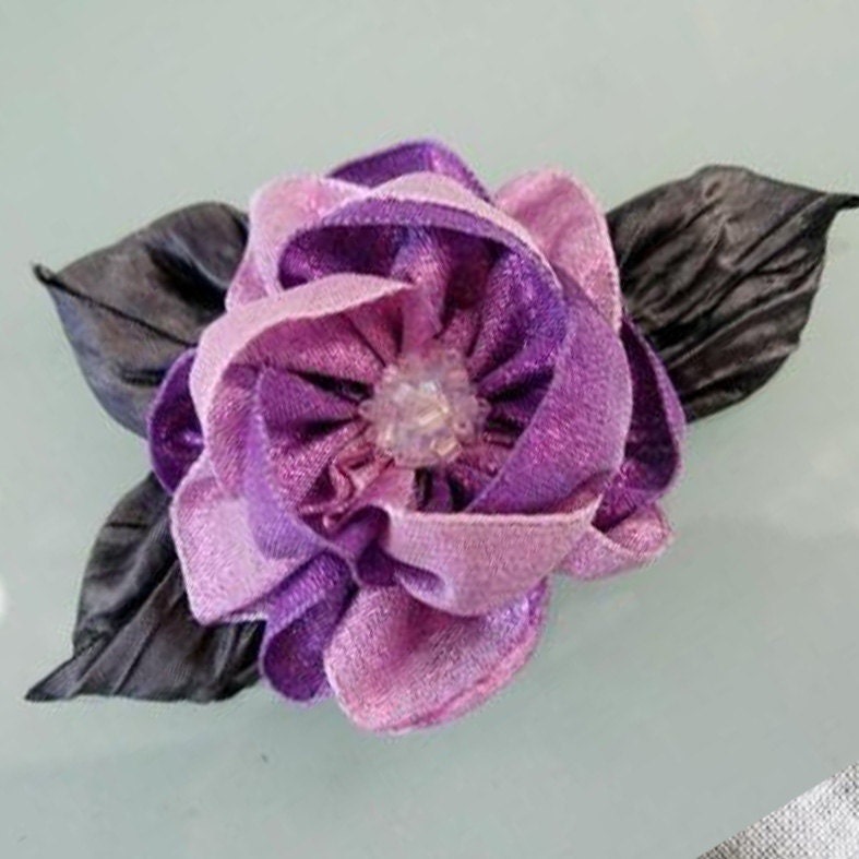 fascinator/handmade purple rose/flower/ /ribbon/hair clip/ birthday gift/wedding bridal hair accessaries/headpiece/prom/cocktail