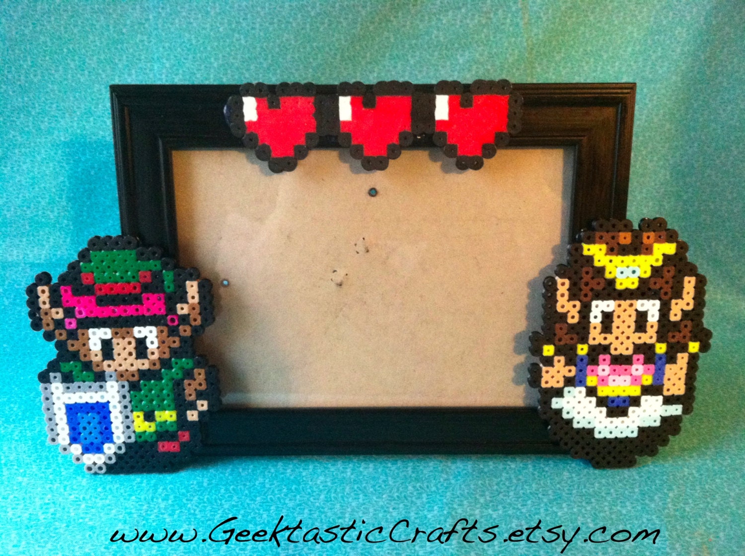 Link and Zelda Couple Heart Perler Frame (5x7) Frame