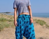 REDUCED -  Blue Elephant print Harems (smudged)