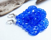Deep Pacific Blue West German Victorian Vintage Earrings