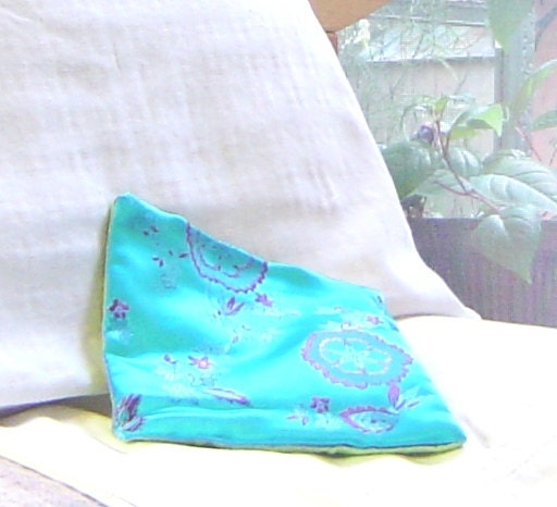 Herbal sleep pillow handmade dream pillow blue and green satin local NW herbs