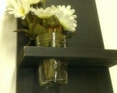 Wood Chalkboard with Mason Jar Vase & Nickel Hooks