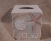Seaside Cottage - 100% handmade wooden tissue box cover
