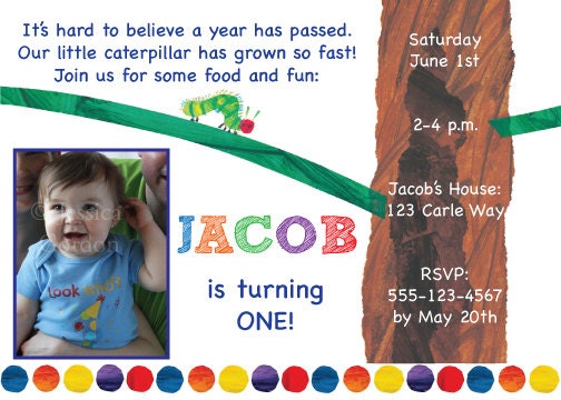 The Very Hungry Caterpillar Birthday Invitation, printable