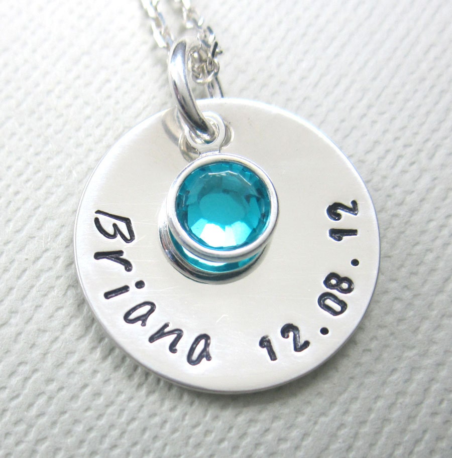 Mommy Newborn Baby Charm - Handstamped Baby Name Charm - 3/4 inch disc - Mom Handstamped Jewelry
