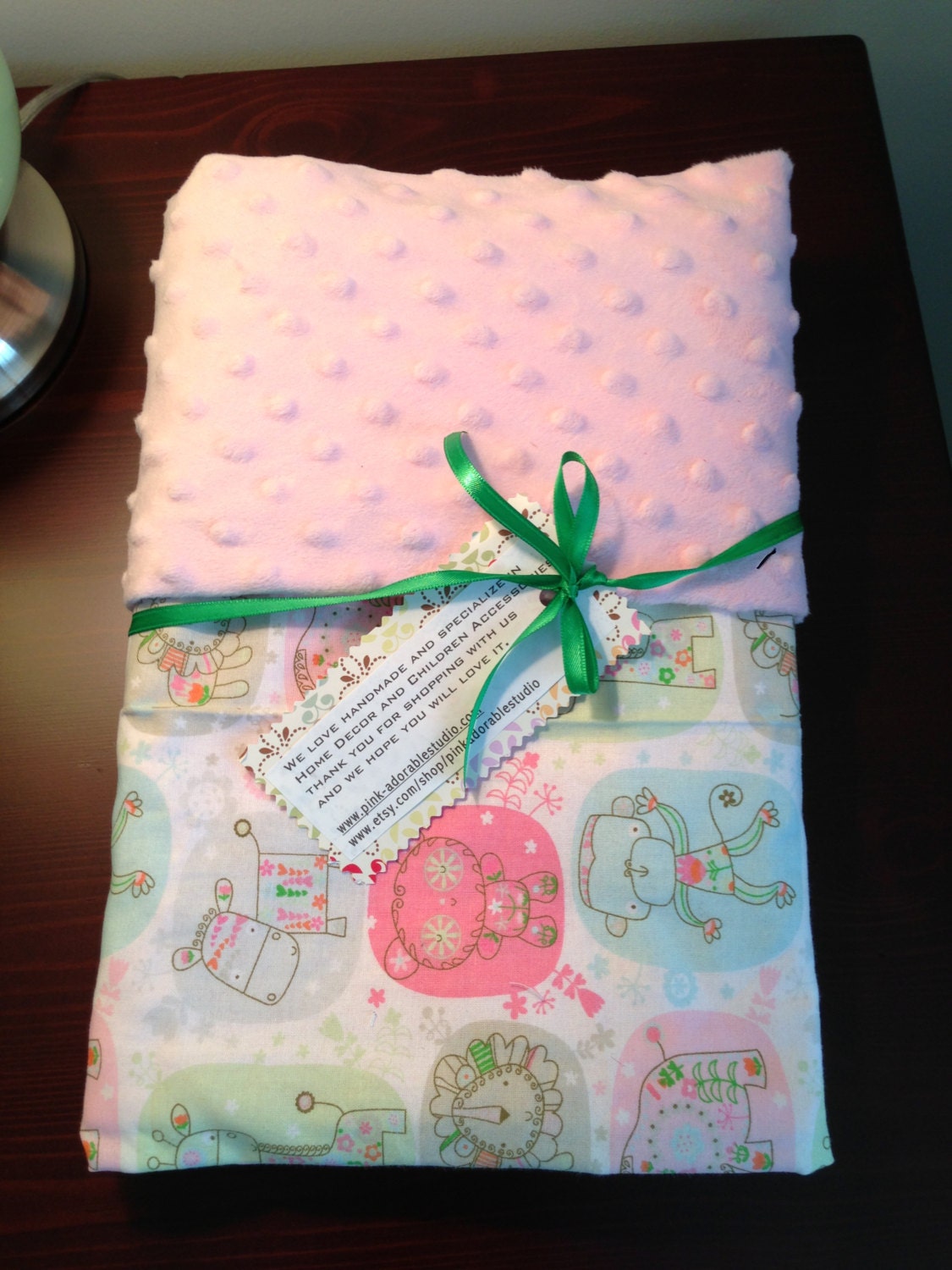 Handmade soft Minky Blankly in size 35X42 from 100% cotton fabric