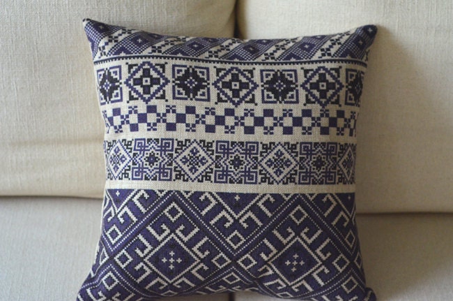 cotton linen Fabrics shade pillow blue retro flower diamond check flower pattern printed country style pillowcase cushion cover 45cmx45cm
