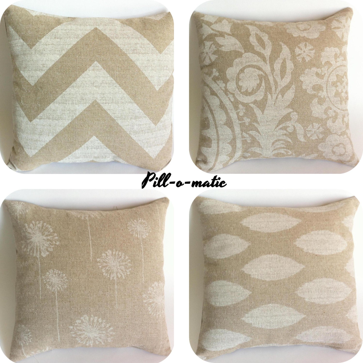 Set of 2 Beige Decorative Throw Pillow Cover 18x18 Inch Cream Chevron Accent Tan