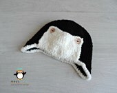Crochet Bomber Hat / Beanie / Cap for Baby / Child / Photo Prop - Acrylic & unique wooden buttons - Custom Handmade