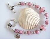 Pink Lampwork Ceramic and Czech Glass Beaded Bracelet - Item B0127
