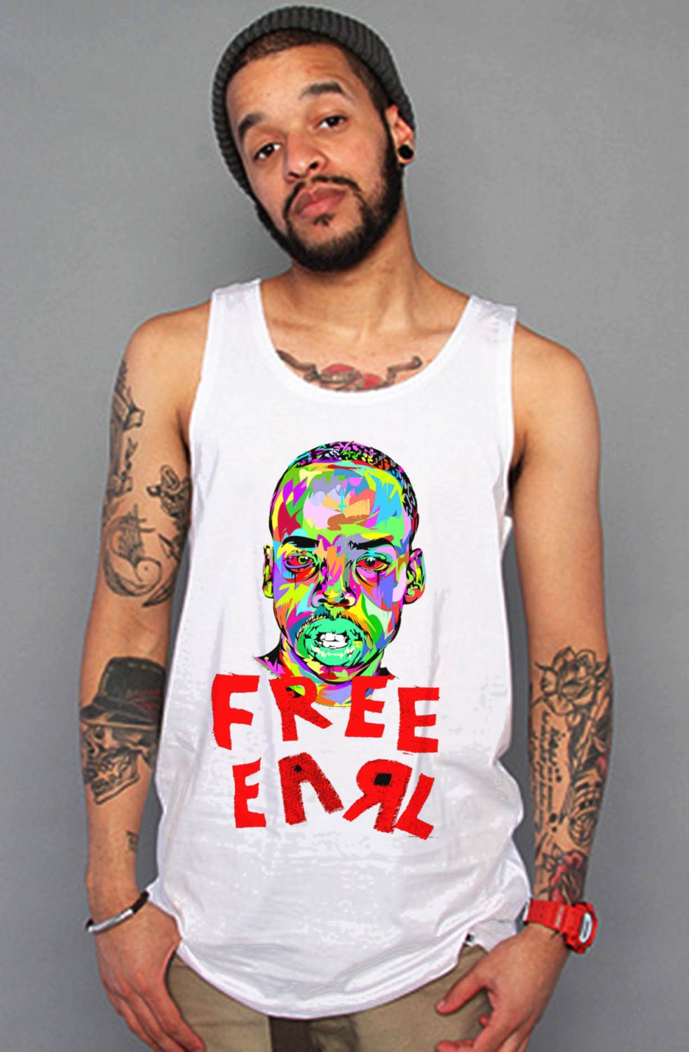 Odd Future Earl Sweatshirt T Shirt OFWGKTA Wolf Gang Free Earl - White Tank Top
